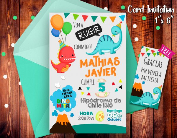 Invitacion de Dinosaurios