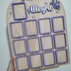 Tablero para fotitos del Primer año Madera natural
