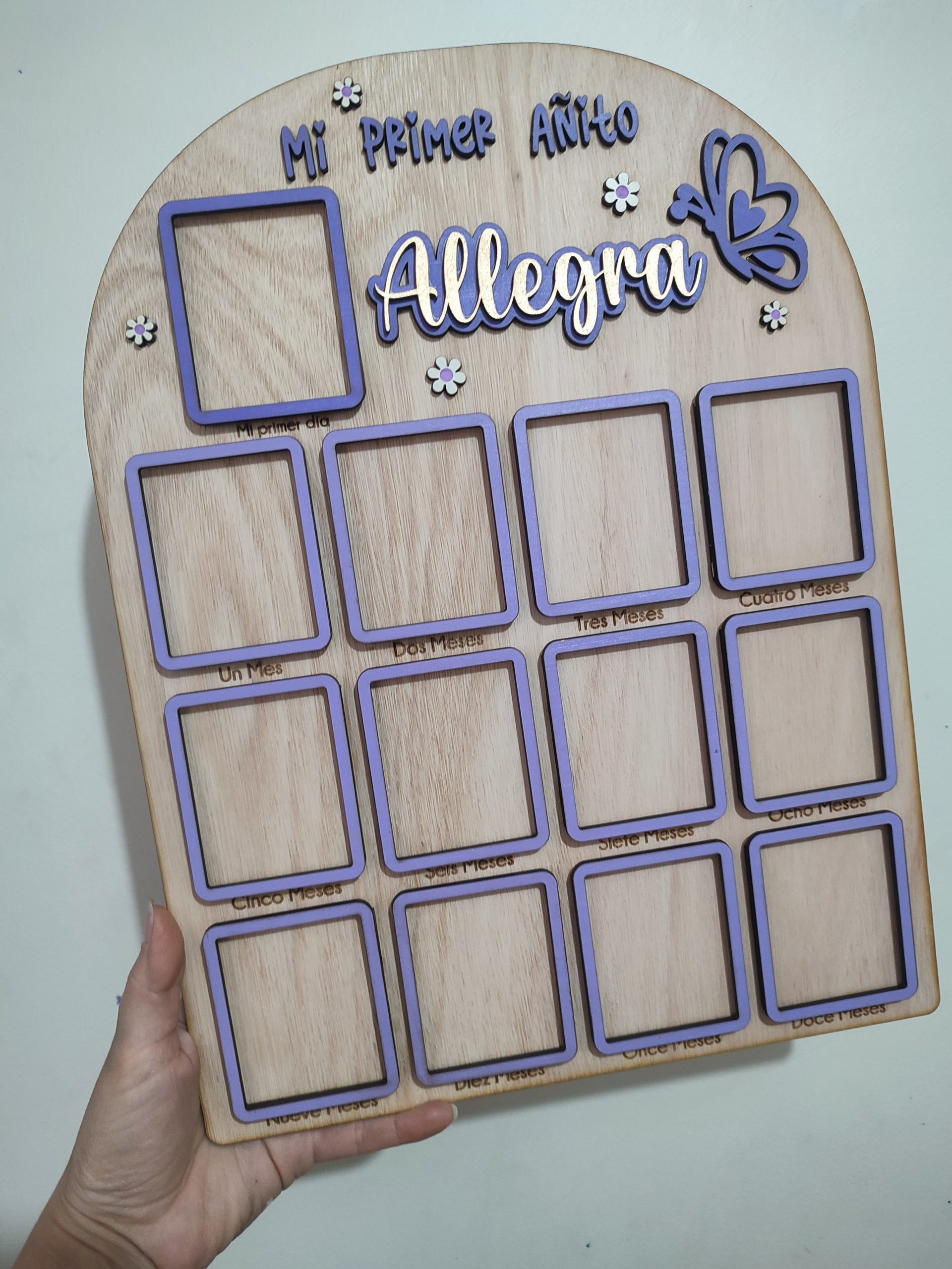 Tablero para fotitos del Primer año Madera natural